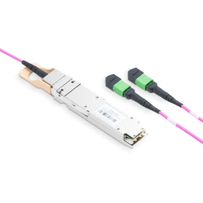 NVIDIA/Mellanox Compatible 800GBASE-2xSR4/SR8 OSFP Finned Top PAM4 850nm 100m DOM IB and Ethernet Liquid/Immersion Cooling Transceiver for MMF with 10m Dual MPO-12/APC OM4 Erika Violet/Magenta Female Type A Pigtails SFPS