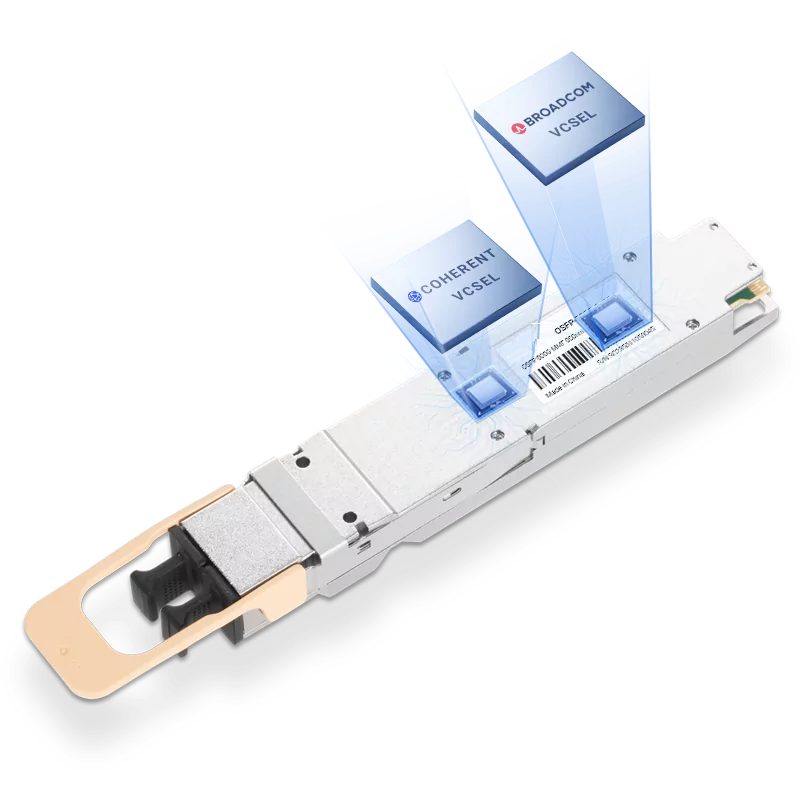Generic Compatible Coherent VCSEL & Broadcom DSP 800G OSFP 2xSR4/SR8 850nm 100m PAM4 DOM MPO/MTP MMF Transceiver Module SFPS