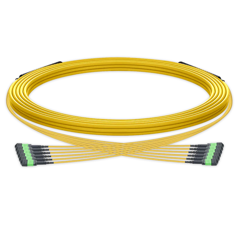 70m (230ft) Pre-terminated MPO trunk cable, 72 Fibers, 6 x MPO-12 APC (Male) to 6 x MPO-12 APC (Male) Single Mode (OS2) Type B, LSZH（OFNR）, 0.35dB Max, Yellow, breakout 80cm SFPS
