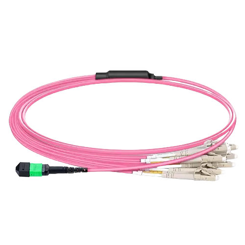 30m (98ft) MPO-16 APC (Female) to 8x LC Duplex UPC Multimode (OM4) Harness, Type B, LSZH, Magenta SFPS