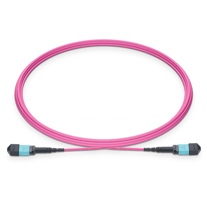 0.5m (1.6ft) MPO-24 UPC (Female) to MPO-24 UPC (Female) 24 Fibers Multimode (OM4) Jumper, Type A, LSZH, 3.0mm, Max IL ≤ 0.35dB, Magenta SFPS