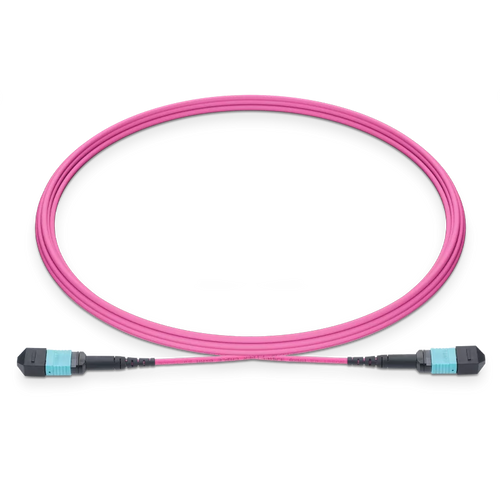 0.5m (1.6ft) MPO-24 UPC (Female) to MPO-24 UPC (Female) 24 Fibers Multimode (OM4) Jumper, Type A, LSZH, 3.0mm, Max IL ≤ 0.35dB, Magenta SFPS