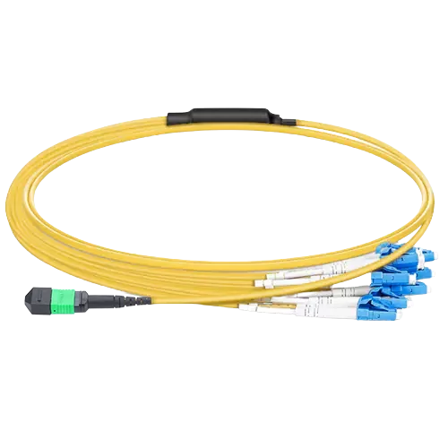 20m (66ft) MPO-16 APC (Female) to 8x LC Duplex UPC Single-mode (OS2) Harness, Type B, LSZH, Yellow SFPS