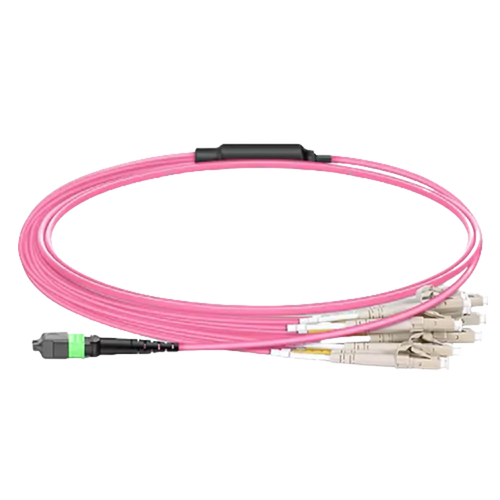 0.5m (1.6ft) MTP®-16 APC (Female) to 8x LC Duplex UPC Multimode (OM4) Harness Cable, Type B, LSZH, Magenta SFPS