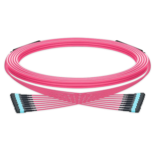5m (16ft) Pre-terminated MPO trunk cable, 96 Fibers, 8 x MPO-12 UPC (Male) to 8 x MPO-12 UPC (Male) Multimode (OM4) Type B, LSZHÃƒÂ¯Ã‚Â¼Ã‹â€ OFNRÃƒÂ¯Ã‚Â¼Ã¢â‚¬Â°, 0.35dB Max, Magenta, breakout 80cm SFPS