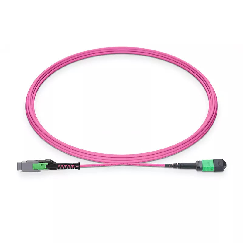 20m (66ft) MMC Breakout Cable, MMC-12 APC (Female) to MPO-12 APC (Female), 12 Fibers, Multimode (OM4), Jumper Polarity, OFNP, 2.5mm, Max IL ≤ 0.35dB, Magenta SFPS