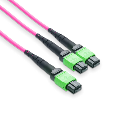 NVIDIA/Mellanox MFP7E20-N003 Compatible 3m (10ft) MPO-8 APC (Female) to 2xMPO-4 APC (Female) Multimode (OM4) Breakout, Type B, LSZH, 3.0mm, Max IL ÃƒÂ¢Ã¢â‚¬Â°Ã‚Â¤ 0.35dB, Magenta SFPS