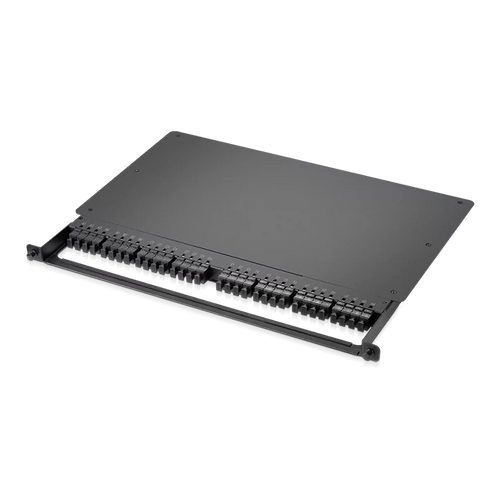 0.5U Rack Mount Enclosure Loaded with 32x8F MPO Adapter, Male to Male, 128 Fibers, OM4 Multimode, Type 4, 0.35dB Max. SFPS