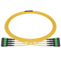 10m (33ft) MPO 4x4 Shuffle Breakout Cable, 32 Fibers, 4xMPO-8 APC (Female) to 4xMPO-8 APC (Female), Single Mode (OS2), Type 4, OFNP, 3.0mm, Max IL ≤ 0.35dB, Yellow SFPS