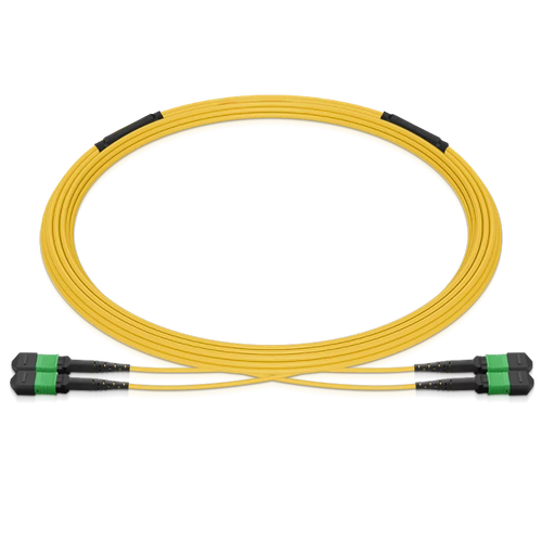 100m (328ft) Pre-terminated MPO 2x2 Shuffle Trunk Cable, 16 Fibers, 2xMPO-8 APC (Male) to 2xMPO-8 APC (Male), Single Mode (OS2), Type 2, LSZH, 0.35dB Max, Breakout 80cm, Yellow SFPS