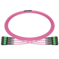 10m (33ft) MPO 4x4 Shuffle Breakout Cable, 32 Fibers, 4xMPO-8 APC (Female) to 4xMPO-8 APC (Female), Multimode (OM4), Type 4, OFNP, 3.0mm, Max IL ≤ 0.35dB, Magenta SFPS