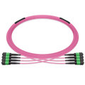 10m (33ft) Pre-terminated MPO 4x4 Shuffle Trunk Cable, 32 Fibers, 4xMPO-8 APC (Male) to 4xMPO-8 APC (Male), Multimode (OM4), Type 4, OFNP, 0.35dB Max, Breakout 80cm, Magenta SFPS