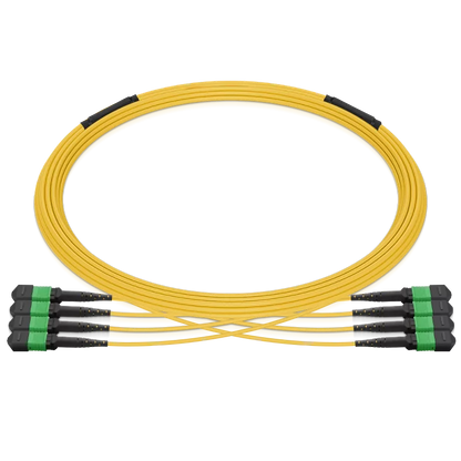 70m (230ft) Pre-terminated MPO 4x4 Shuffle Trunk Cable, 32 Fibers, 4xMPO-8 APC (Male) to 4xMPO-8 APC (Male), Single Mode (OS2), Type 4, LSZH, 0.35dB Max, Breakout 80cm, Yellow SFPS