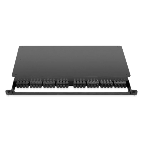 0.5U Rack Mount Enclosure Loaded with 32x8F MPO Adapter, Male to Male, 128 Fibers, OM4 Multimode, Type 4, 0.35dB Max. SFPS