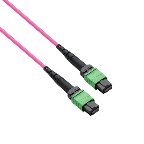 100m (328ft) Pre-terminated MPO 4x4 Shuffle Trunk Cable, 32 Fibers, 4xMPO-8 APC (Male) to 4xMPO-8 APC (Male), Multimode (OM4), Type 4, LSZH, 0.35dB Max, Breakout 80cm, Magenta SFPS