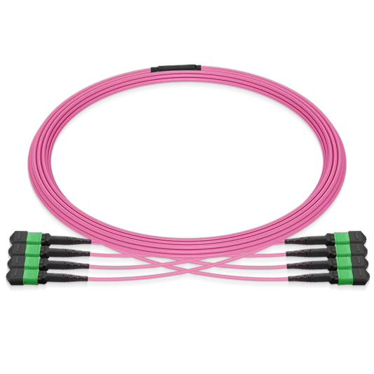 10m (33ft) MPO 4x4 Shuffle Breakout Cable, 32 Fibers, 4xMPO-8 APC (Female) to 4xMPO-8 APC (Female), Multimode (OM4), Type 4, OFNP, 3.0mm, Max IL Ã¢â€°Â¤ 0.35dB, Magenta SFPS