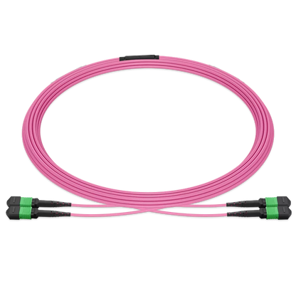 20m (66ft) MPO 2x2 Shuffle Breakout Cable, 16 Fibers, 2xMPO-8 APC Female to 2xMPO-8 APC Female, Multimode (OM4), Type 2, LSZH, 3.0mm, Max IL Ã¢â€°Â¤ 0.35dB, Magenta SFPS