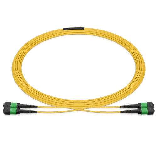 10m (33ft) MPO 2x2 Shuffle Breakout Cable, 16 Fibers, 2xMPO-8 APC (Female) to 2xMPO-8 APC (Female), Single Mode (OS2), Type 2, LSZH, 3.0mm, Max IL ≤ 0.35dB, Yellow SFPS