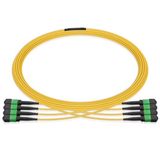 10m (33ft) MPO 4x4 Shuffle Breakout Cable, 32 Fibers, 4xMPO-8 APC (Female) to 4xMPO-8 APC (Female), Single Mode (OS2), Type 4, LSZH, 3.0mm, Max IL Ã¢â€°Â¤ 0.35dB, Yellow SFPS