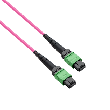 30m (98ft) Pre-terminated MPO 2x2 Shuffle Trunk Cable, 16 Fibers, 2xMPO-8 APC Male to 2xMPO-8 APC Male, Multimode (OM4), Type 2, LSZH, 0.35dB Max, Breakout 80cm, Magenta SFPS