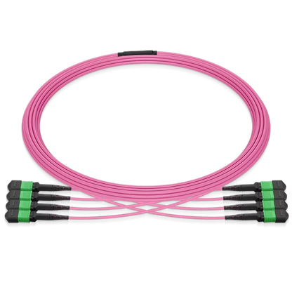 10m (33ft) MPO 4x4 Shuffle Breakout Cable, 32 Fibers, 4xMPO-8 APC (Female) to 4xMPO-8 APC (Female), Multimode (OM4), Type 4, LSZH, 3.0mm, Max IL Ã¢â€°Â¤ 0.35dB, Magenta SFPS
