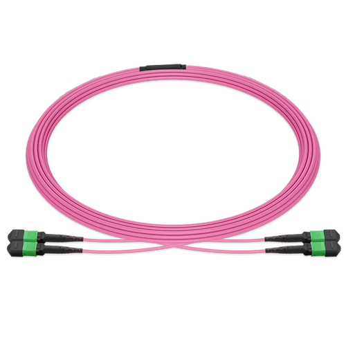 10m (33ft) MPO 2x2 Shuffle Breakout Cable, 16 Fibers, 2xMPO-8 APC Female to 2xMPO-8 APC Female, Multimode (OM4), Type 2, LSZH, 3.0mm, Max IL ≤ 0.35dB, Magenta SFPS