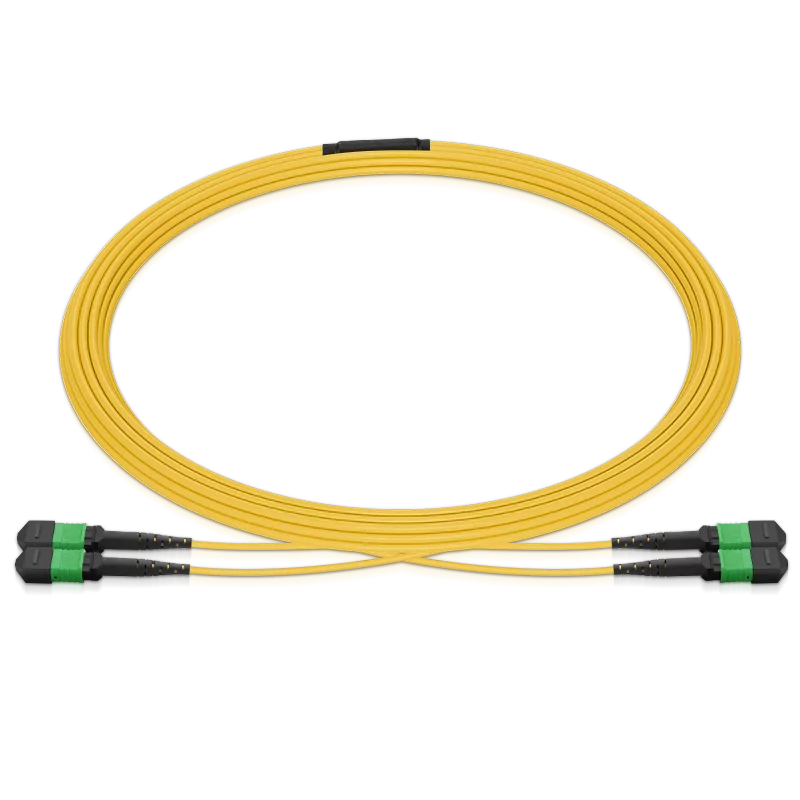 5m (16ft) MPO 2x2 Shuffle Breakout Cable, 16 Fibers, 2xMPO-8 APC (Female) to 2xMPO-8 APC (Female), Single Mode (OS2), Type 2, LSZH, 3.0mm, Max IL ≤ 0.35dB, Yellow SFPS