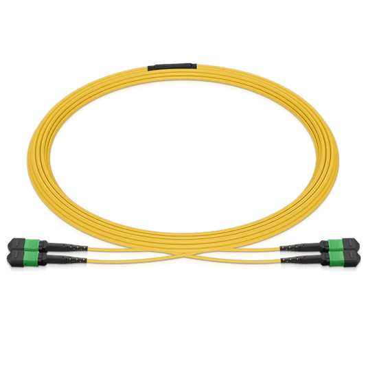 5m (16ft) MPO 2x2 Shuffle Breakout Cable, 16 Fibers, 2xMPO-8 APC (Female) to 2xMPO-8 APC (Female), Single Mode (OS2), Type 2, LSZH, 3.0mm, Max IL Ã¢â€°Â¤ 0.35dB, Yellow SFPS