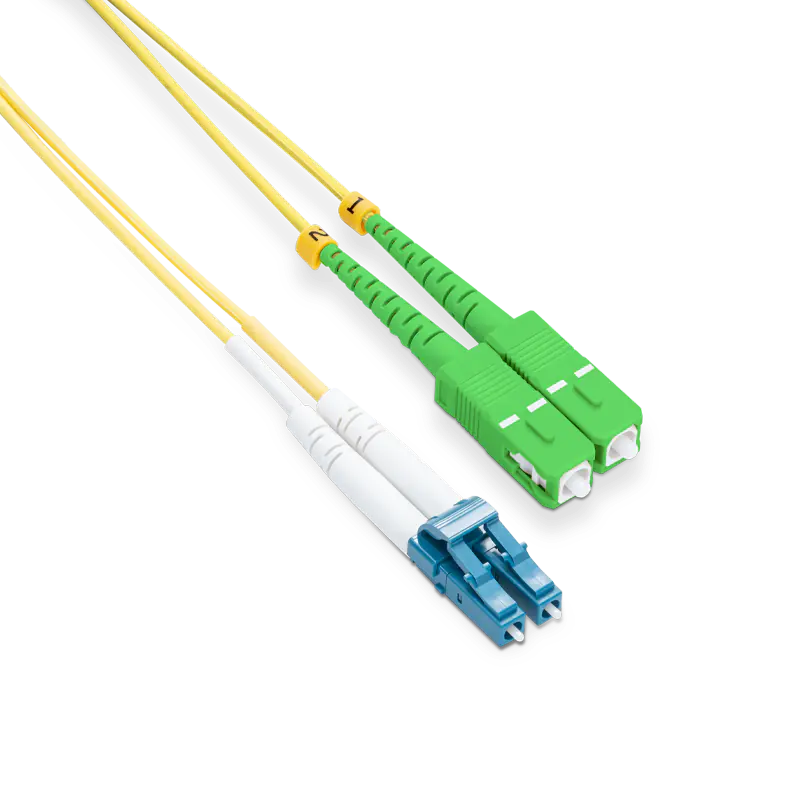 0.5m (1.6ft) LC UPC to SC APC Duplex OS2 Single Mode LSZH 2.0mm Fiber Optic Patch Cable SFPS