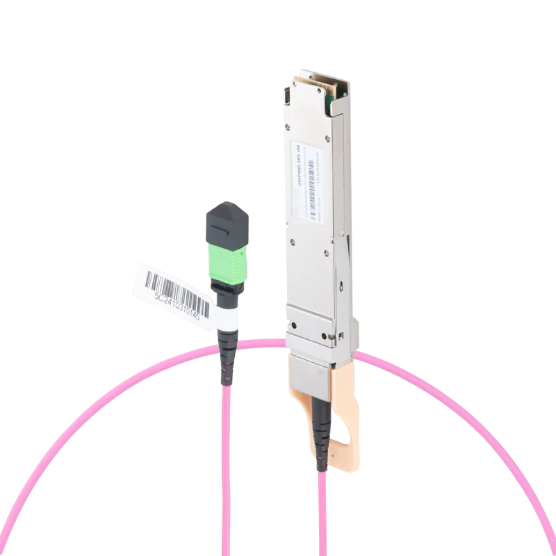 Generic Compatible 400GBASE-SR4 OSFP Flat Top PAM4 850nm 100m DOM IB and Ethernet Liquid/Immersion Cooling Transceiver for MMF with 3m MPO-12/APC OM4 Erika Violet/Magenta Female Type A Pigtail SFPS