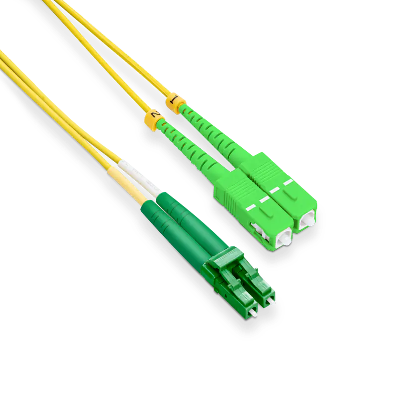 15m (49ft) LC APC to SC APC Duplex OS2 Single Mode LSZH 2.0mm Fiber Optic Patch Cable SFPS