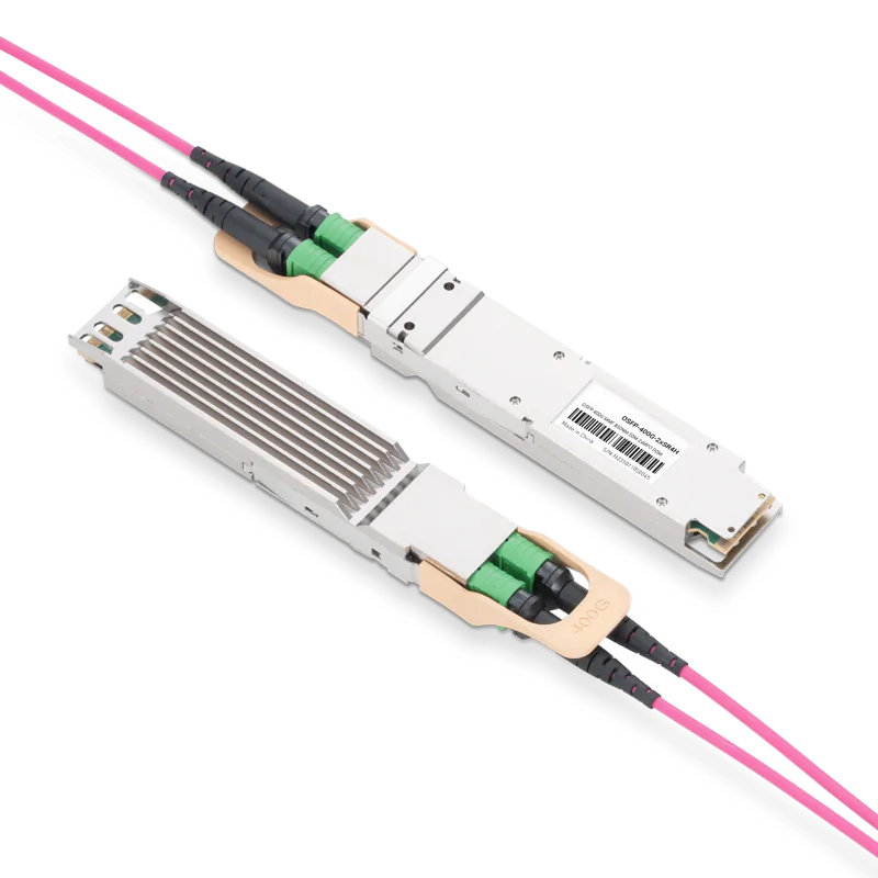 NVIDIA/Mellanox Compatible 400G OSFP 2×SR4 850nm 50m Dual MTP/MPO-12 APC MMF InfiniBand HDR Finned Top Optical Transceiver Module SFPS