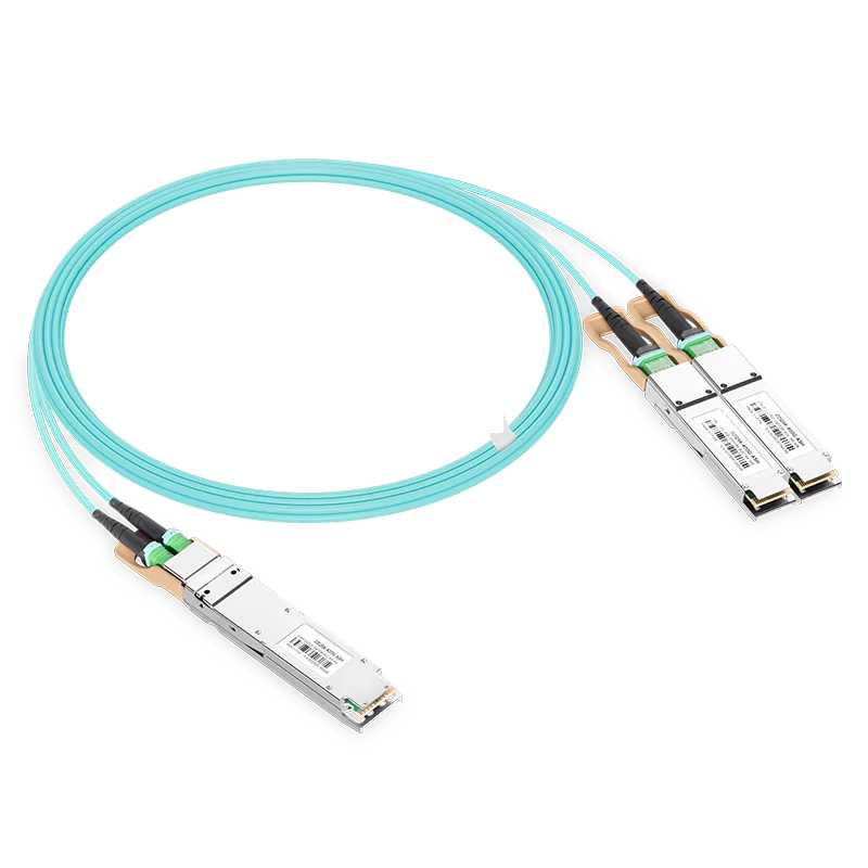 NVIDIA/Mellanox MFA7U10-H010 Compatible AOC 10m (33ft) 400Gb/s OSFP to 2x200Gb/s QSFP56 InfiniBand HDR Active Optical Splitter Cable (Finned Top, 850nm, MMF, LSZH) SFPS