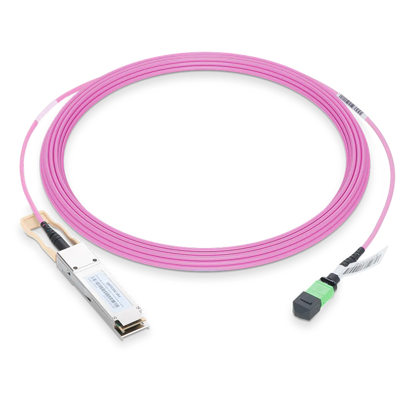 Generic Compatible 400GBASE-SR4 OSFP Flat Top PAM4 850nm 100m DOM IB and Ethernet Liquid/Immersion Cooling Transceiver for MMF with 3m MPO-12/APC OM4 Erika Violet/Magenta Female Type A Pigtail SFPS