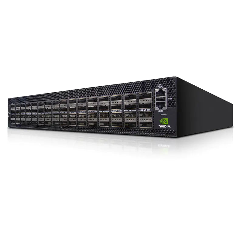 NVIDIA MSN4600-VS2FC Spectrum-3 based 200GbE 2U Open Ethernet Switch with Cumulus Linux, 64 QSFP56 ports, 2 Power Supplies (AC), x86 CPU, standard depth, P2C airflow, Rail Kit, with 1-year Service SFPS